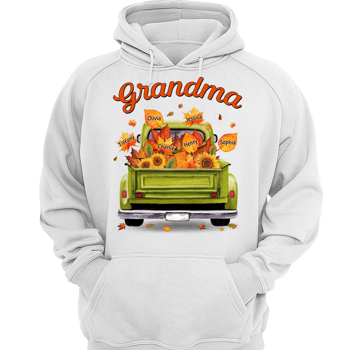 Grandma Mom Truck Leaves Fall Season Personalized Shirt