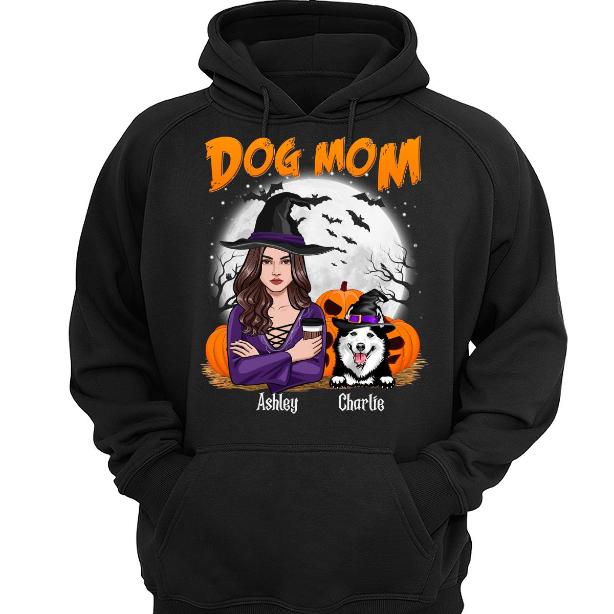 Dog Mom Halloween Woman Front View Vector Personalized Shirt