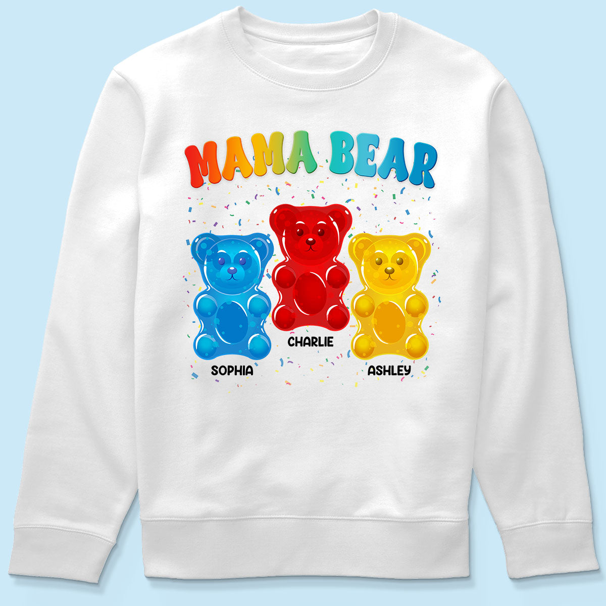 Mama Bear Colorful Bear Gift for Mom Grandma Personalized Shirt