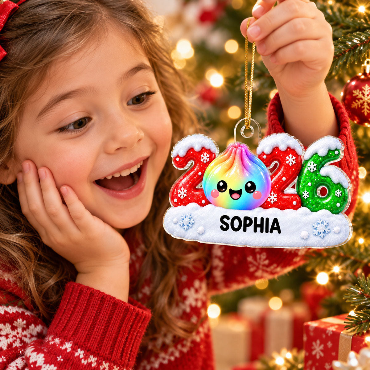 2026 Trending Christmas Dumpling Dim Sum Custom Name - Personalized Acrylic Ornament - Christmas Gift, Keepsake For Kids, Teenagers