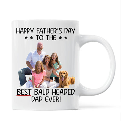 Behind Spoiled Daughter Is Bald Headed Father Photo Inserted Funny Father‘s Day Gift For Dad Personalized Mug