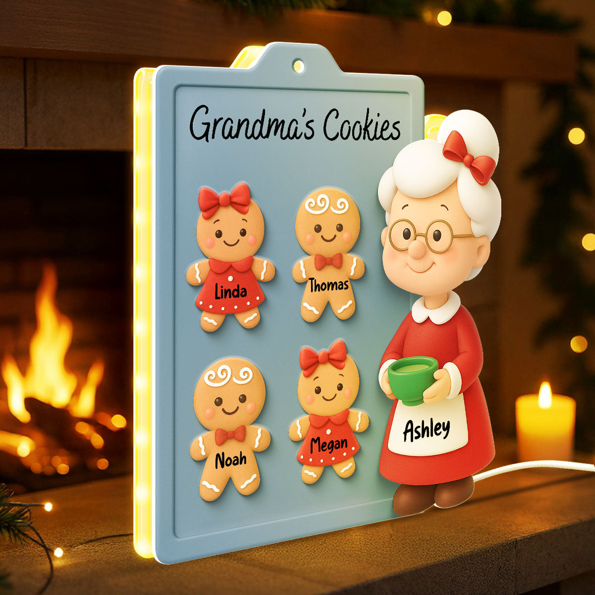 Grandma Cookies 3D Effect - Personalized Light Box - Christmas Gift for Grandmas