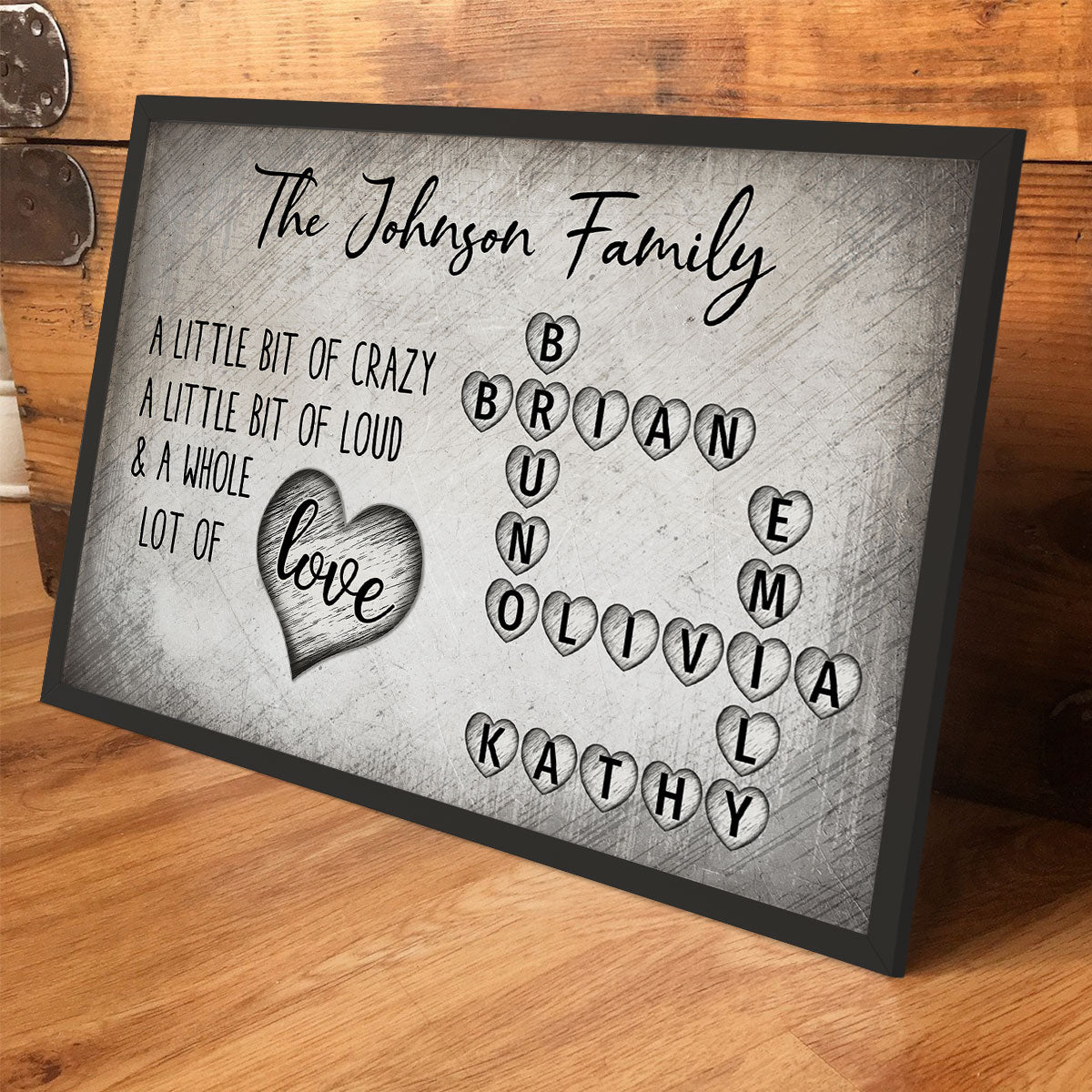Family Lot Of Love Heart Crossword Art Puzzle Create A Moment Treasured Forever Personalized Poster