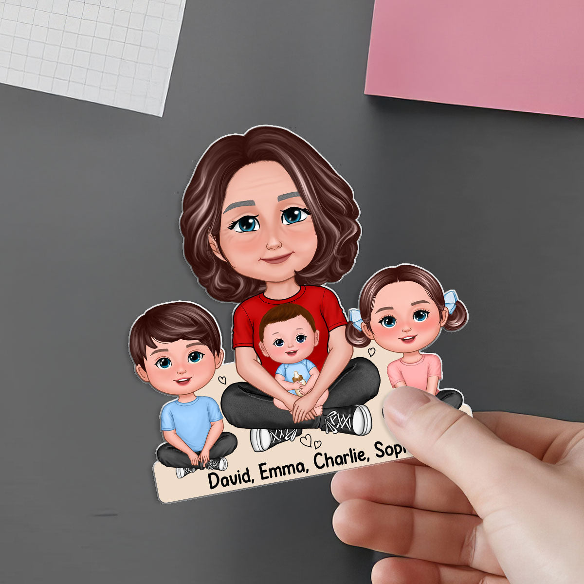 Grandma & Grandkid Crossed Legs Home Decor Gift For Grandma Personalized Acrylic Fridge Magnet