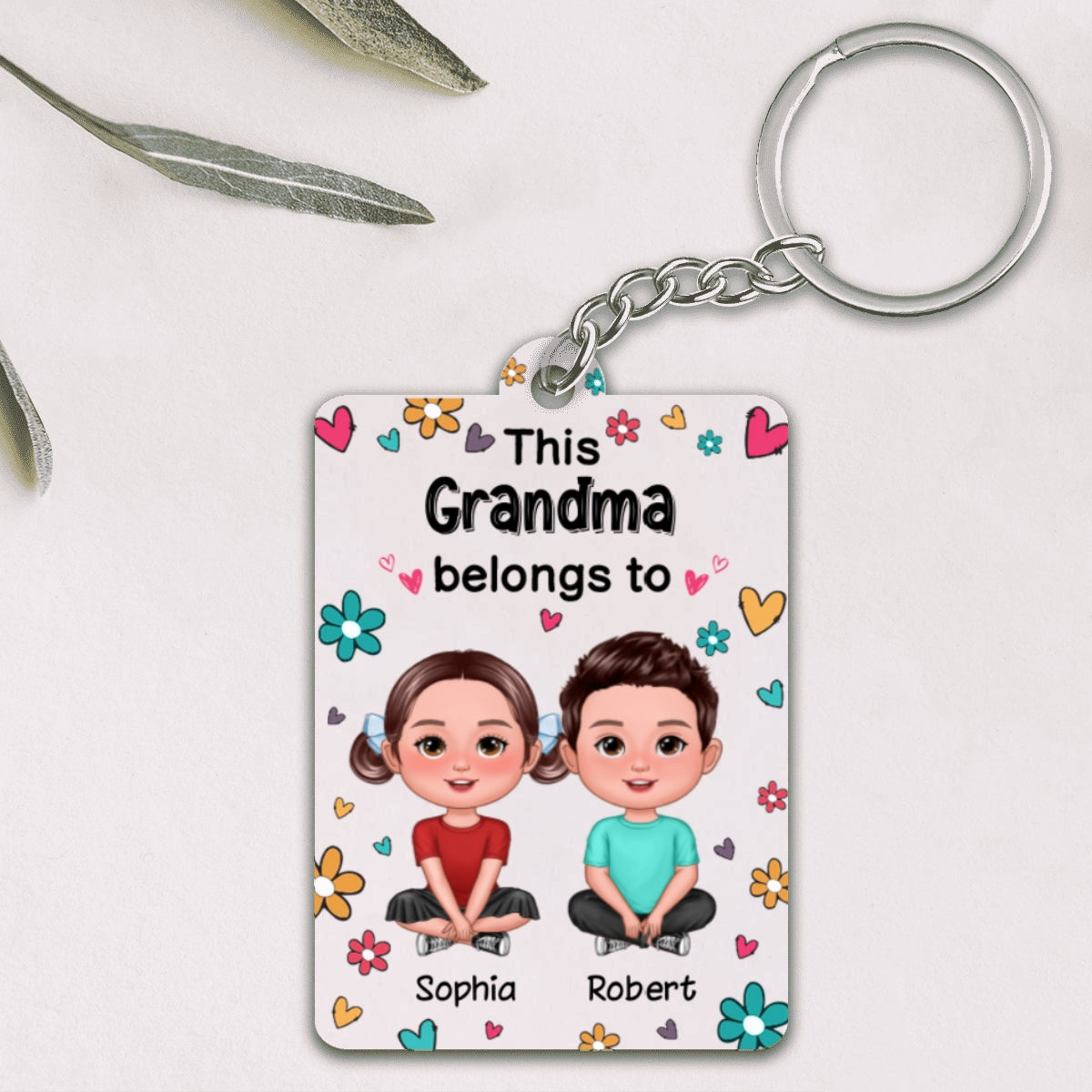 This Mom Grandma Dad Grandpa Belongs To Cute Doll Kids Personalized Acrylic Keychain