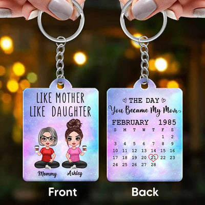 Galaxy Like Mother Like Daughters Doll Women Sitting Calendar Date Personalized Acrylic Keychain
