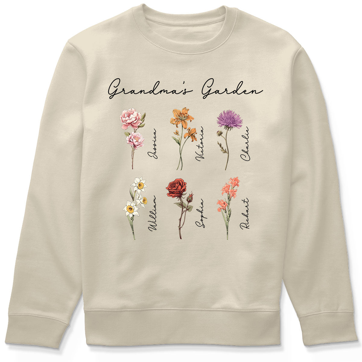 Grandma Mom Garden Vintage Birth Month Flowers Mother‘s Day Gift Personalized Shirt