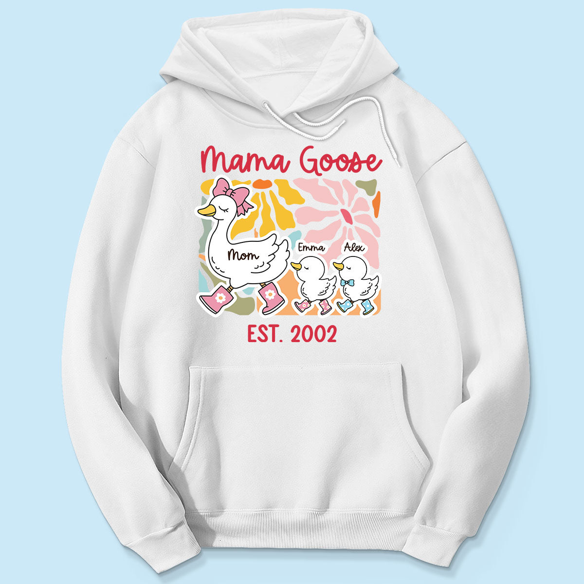 Mama Goose Grandma Goose & Kids Colorful Floral Personalized Shirt