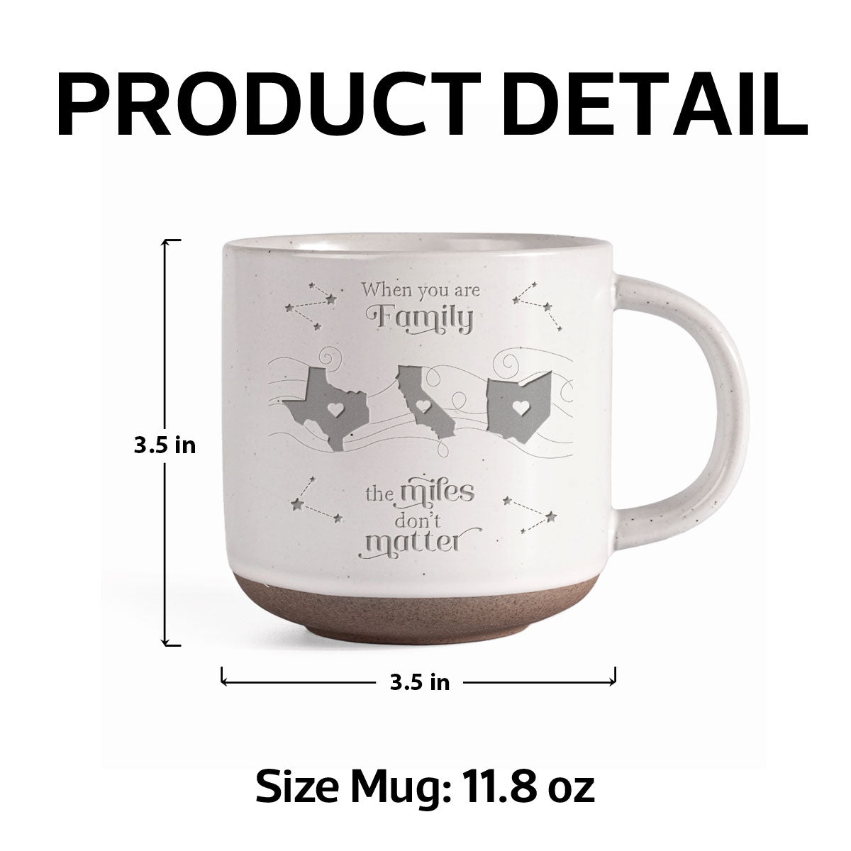 Long Distance Family Friends Siblings Sisters Besties Personalized Engraved Pottery Mug, Togetherness Christmas Gift