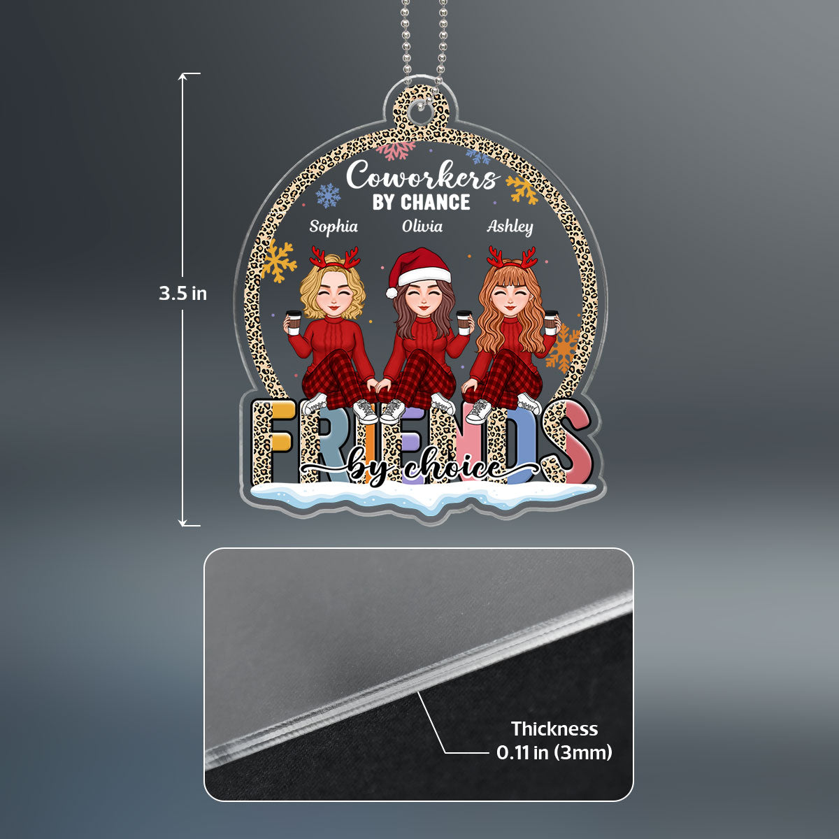 Coworker By Chance Friends By Choice Personalized Acrylic Ornament