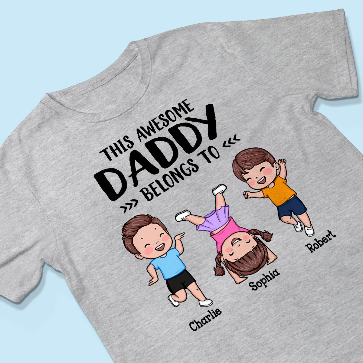 This Awesome Daddy Grandpa Belongs To Happy Kids Vector Personalized Shirt