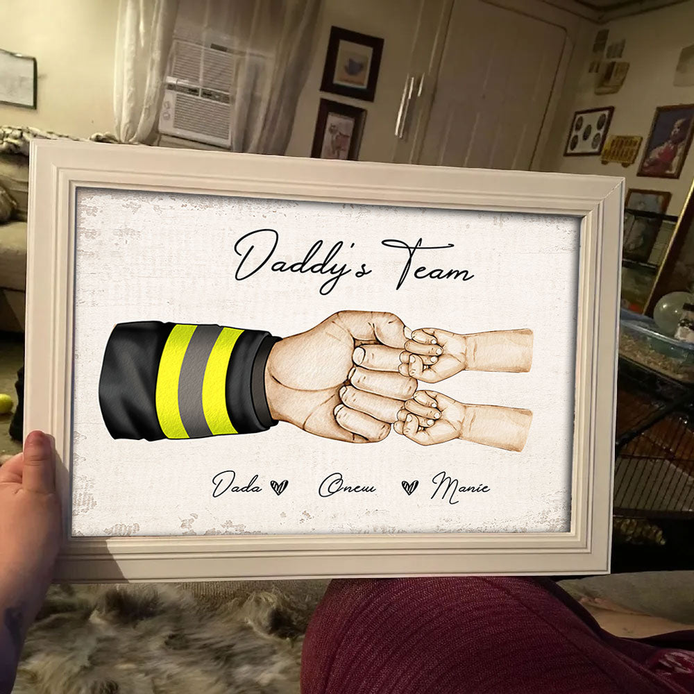 Daddy's Team Fist Bump Personalized Poster, Father's Day Gift For Dad, Grandpa, Husband
