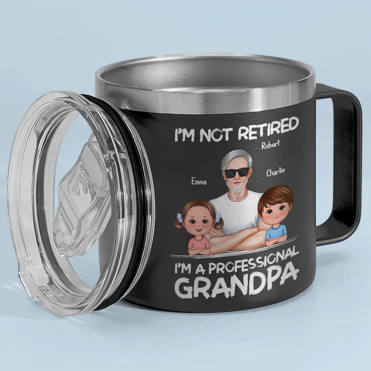 I'm Not Retired I'm A Professional Grandpa Of Cute Grandkids Personalized Stainless Tumbler With Handle