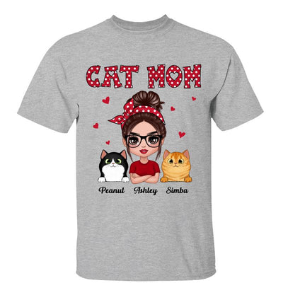 Polka Dot Pattern Doll Cat Mom Personalized Shirt
