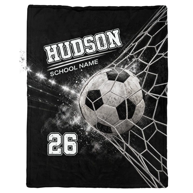 Soccer Goal Net - Personalized Fleece Blanket - Custom Player Name & Jersey Number