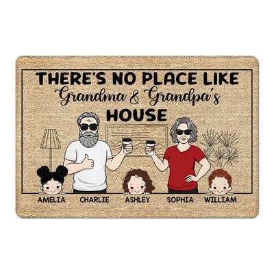 Outline Background No Place Like Grandparents House Personalized Doormat