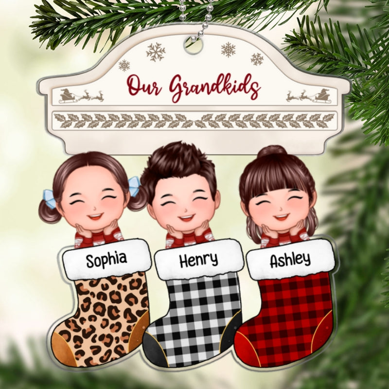 My Grandkids Christmas Stocking Fireplace Personalized Acrylic Ornament