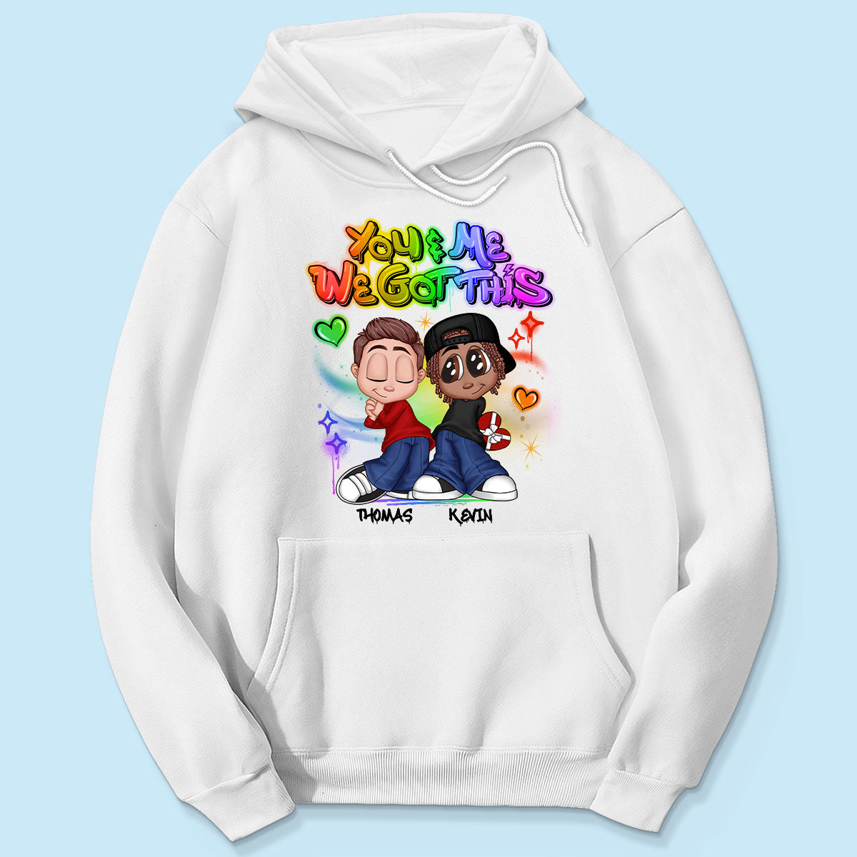 LGBT Y2K Couple Airbrushed Personalized Shirt, Pride Month Gift For Couple, For Him, For Her