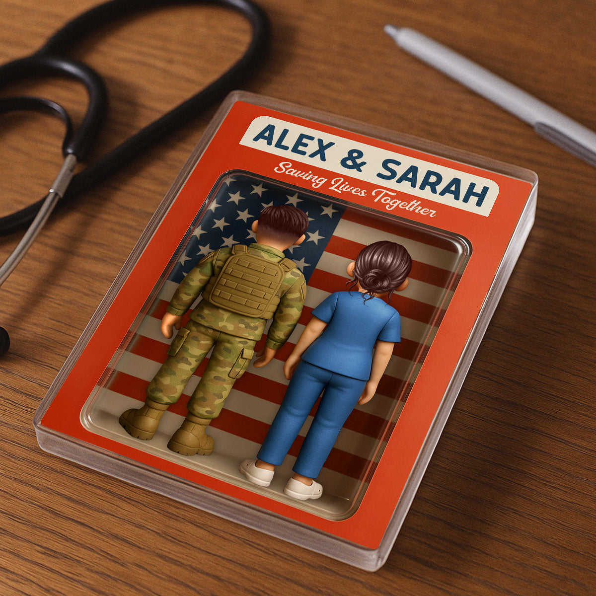 Hero Couple You & Me We Got This Cartoon Figures Style Personalized Acrylic Block Plaque