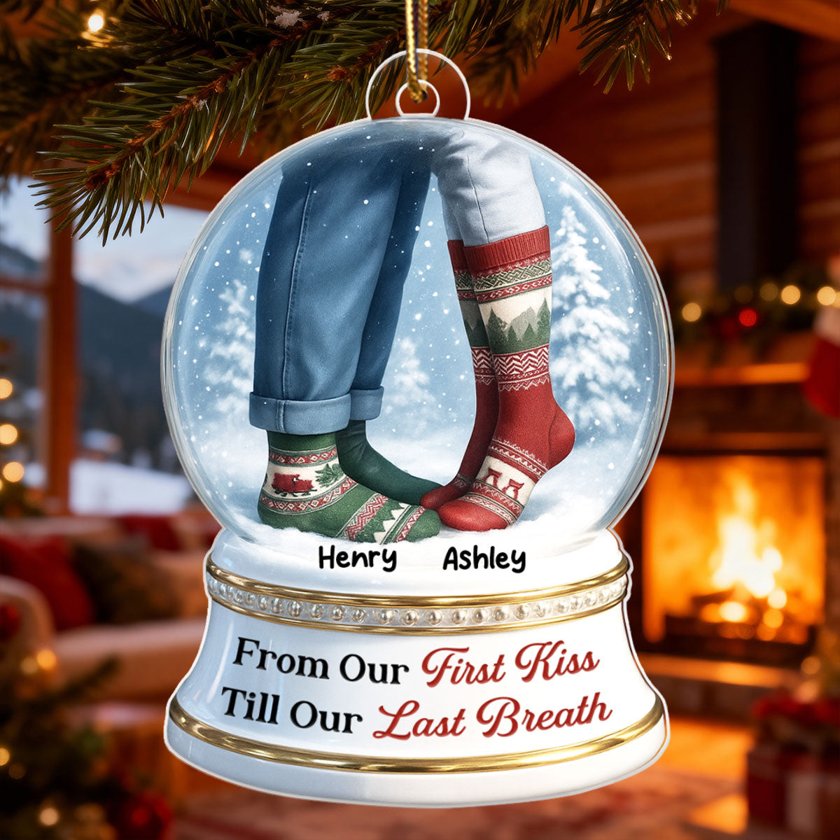 From Our 1st Kiss till Our Last Breath 3D Effect Snow Globe - Personalized Acrylic Ornament - Christmas Gift for him, Gift for her