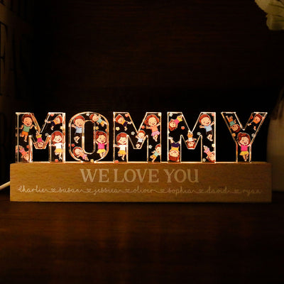 Mommy Happy Vector Kids Personalized Acrylic LED Night Light
