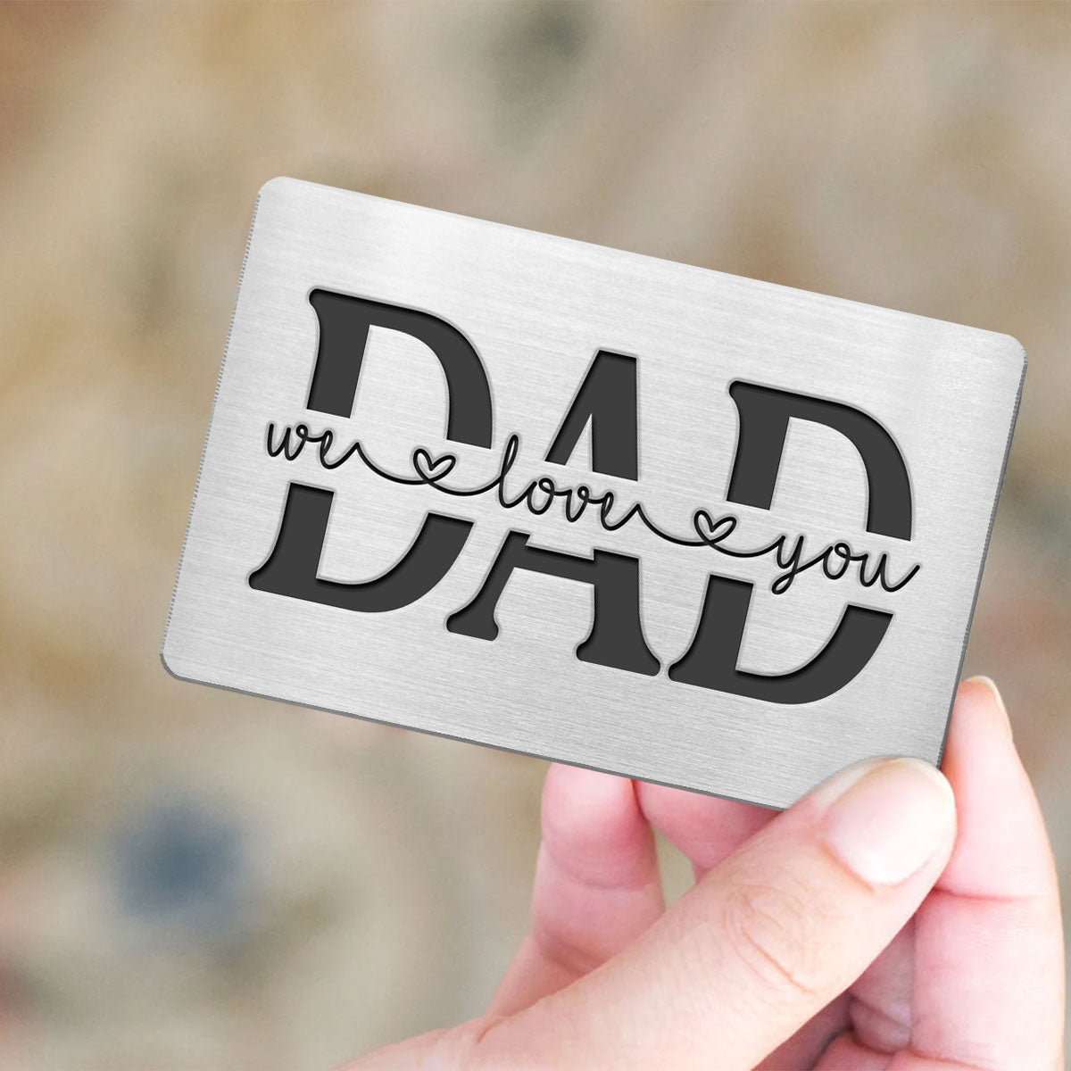 Best Dad Ever Back View Man Kids Dogs Cats Personalized Metal Wallet Card