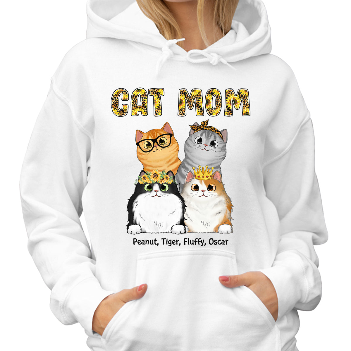 Sunflower Leopard Pattern Cat Mom Personalized Shirt