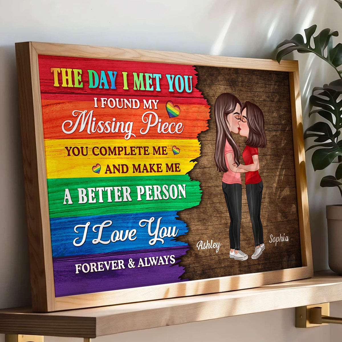 Half LGBT Flag Couple The Day I Met You Pride Month Personalized Poster, Gift For Couple