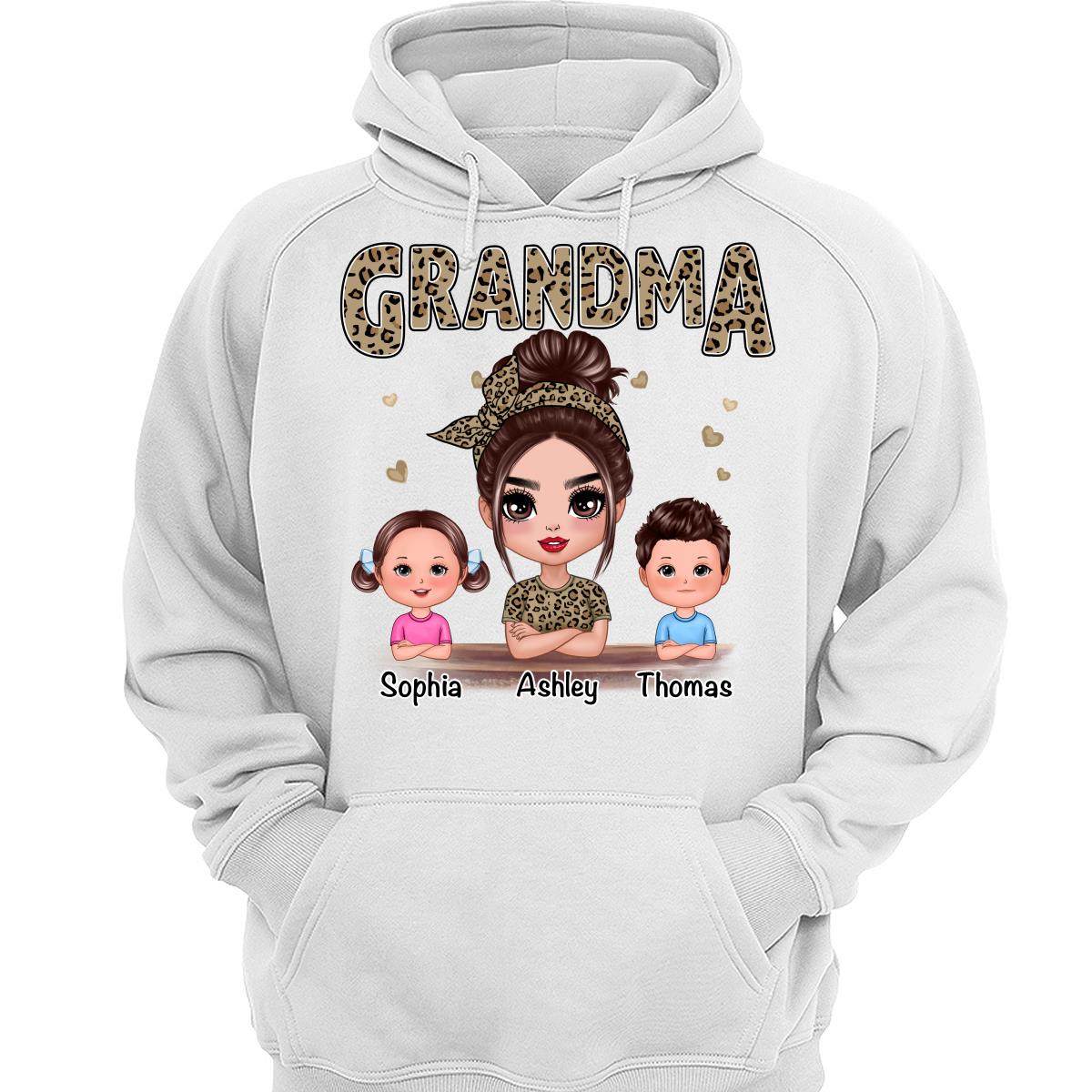 Leopard Shirt Doll Grandma Grandkids Personalized Shirt