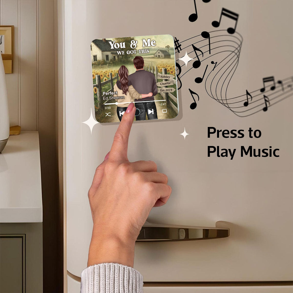 Couple You & Me We Got This Personalized Music Fridge Magnet, Heartfelt Gift For Couple, For Him, For Her, Boyfriend, Girlfriend, Husband, Wife