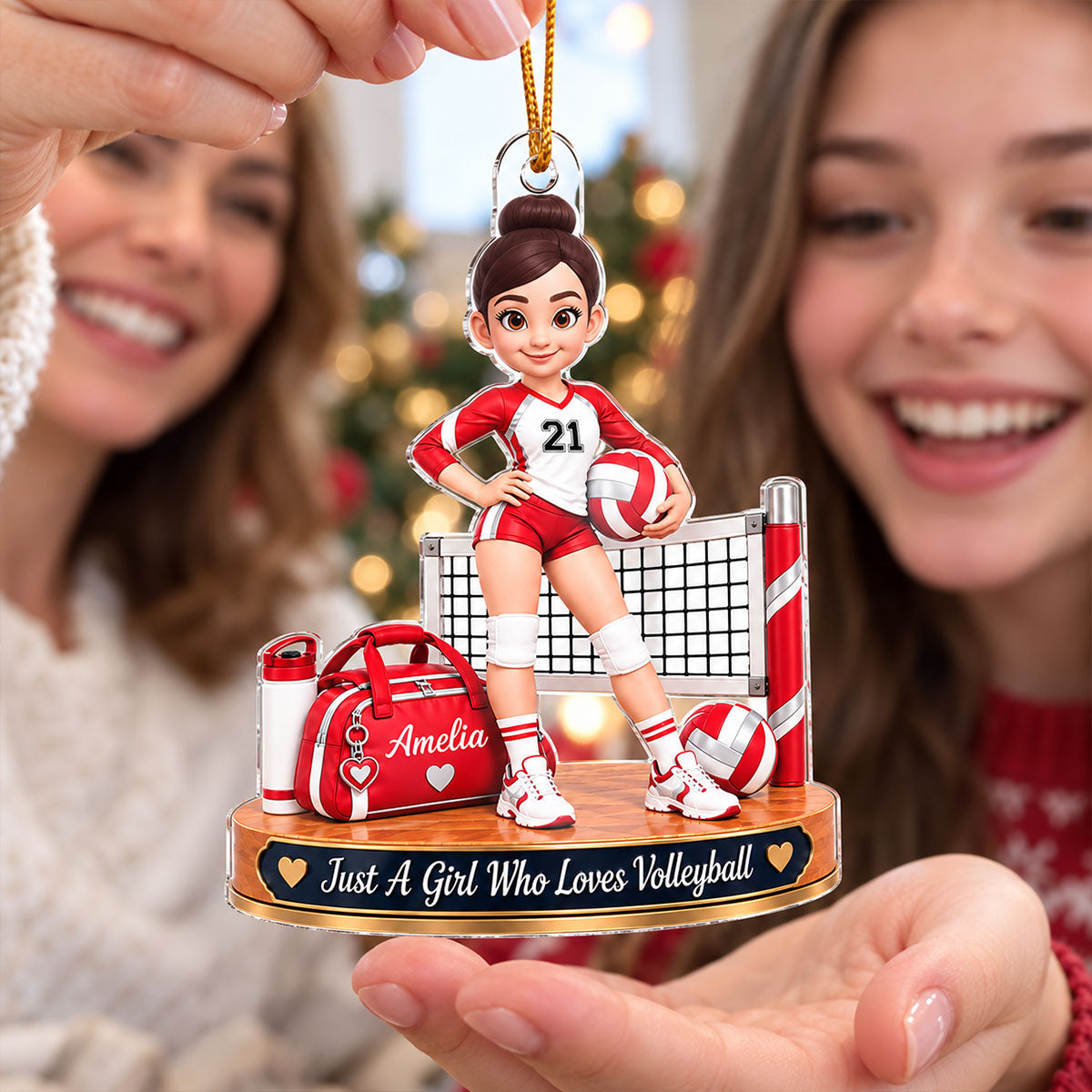 Just a Girl Who Loves Volleyball - Personalized Acrylic Ornament - Christmas Gift for Daughter, Granddaughter