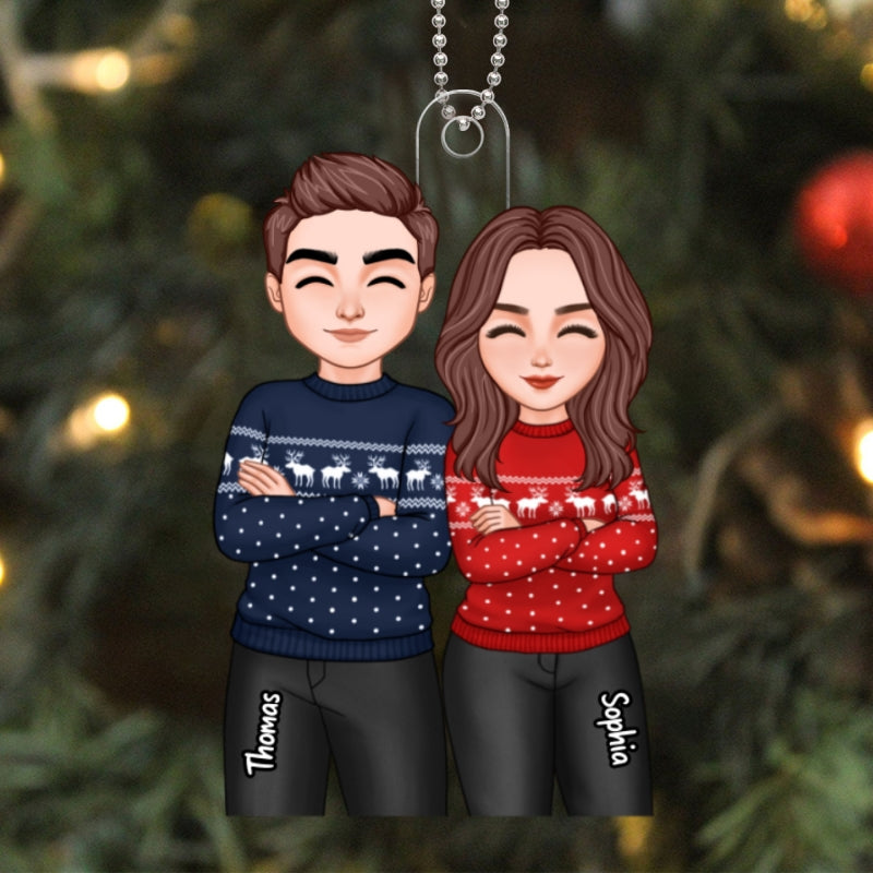 Cute Brothers Sisters Best Friends Couple Christmas Gift Personalized Acrylic Ornament