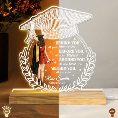 Behind You All Your Memories Graduation Gift Personalized Custom Shape Warm LED Night Light