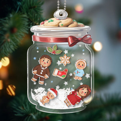 Gingerbread Cookies Jar Personalized Shaker Ornament, Family Christmas Gift