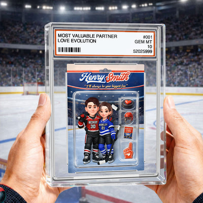 Hockey Couple I'll Always Be Your Biggest Fan Trading Card Style - Personalized Acrylic Block Plaque - Sentimental Gift for Him, Unique Collectible Item