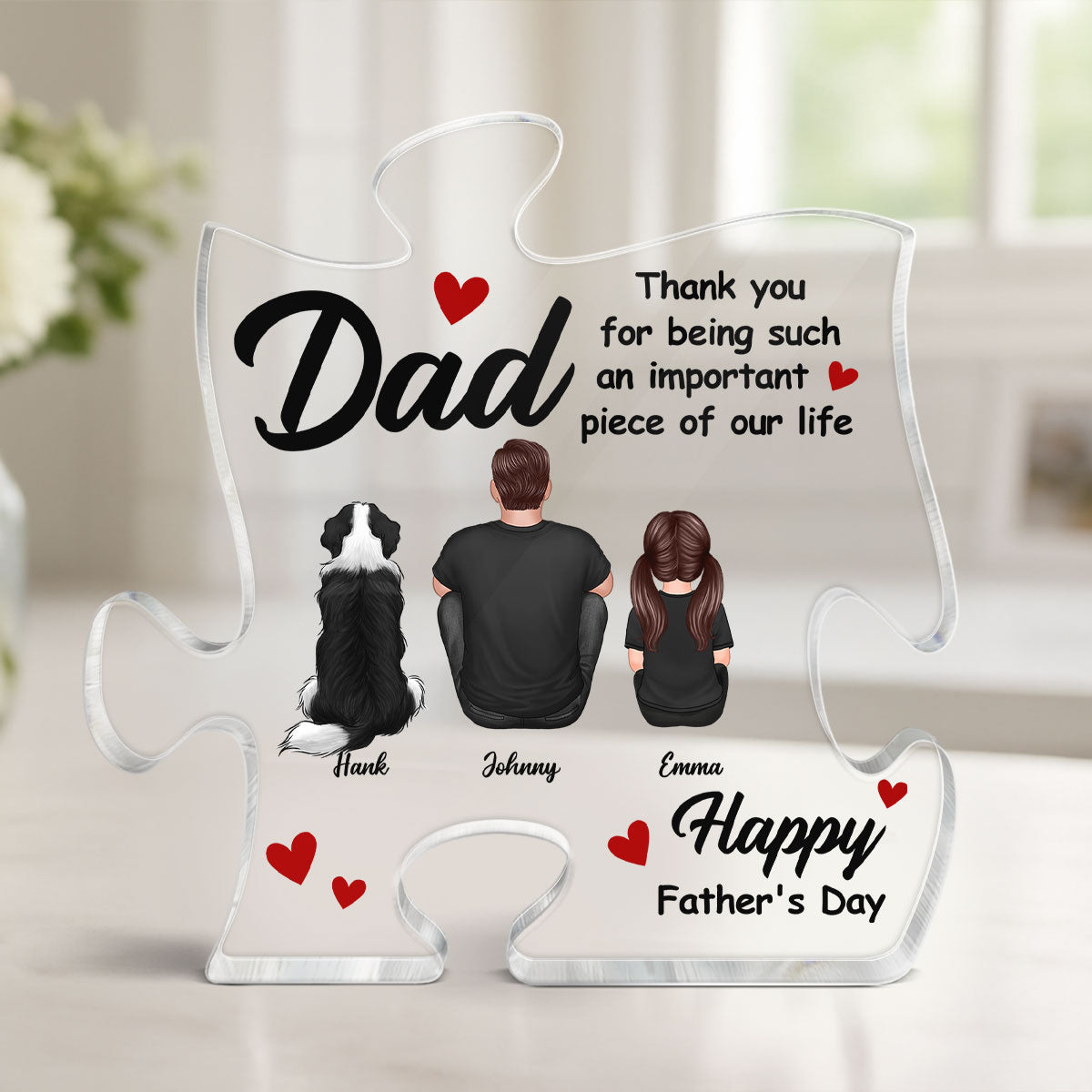 DAD Thank You For Being Important Piece Of Our Life Personalized Puzzle Acrylic Block Plaque| Heartfelt Father's Day Gift For Dad, Husband