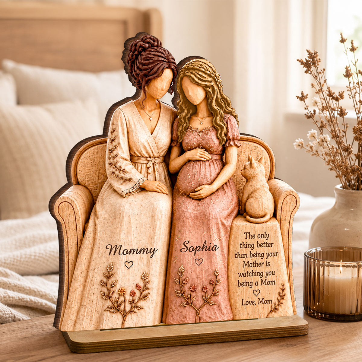 Watching You Be A Mom My Daughter - Personalized 2-Layered Wooden Plaque - Gift For New Mom, Daughter