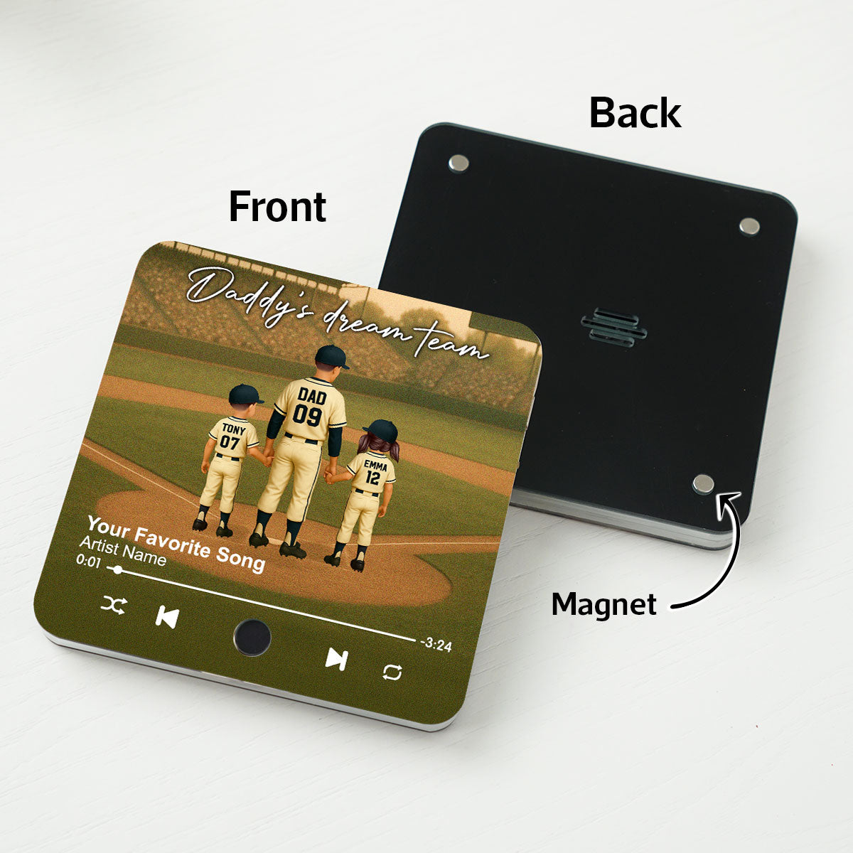 We Caught The Best Dad Man & Kids Standing Personalized Music Fridge Magnet