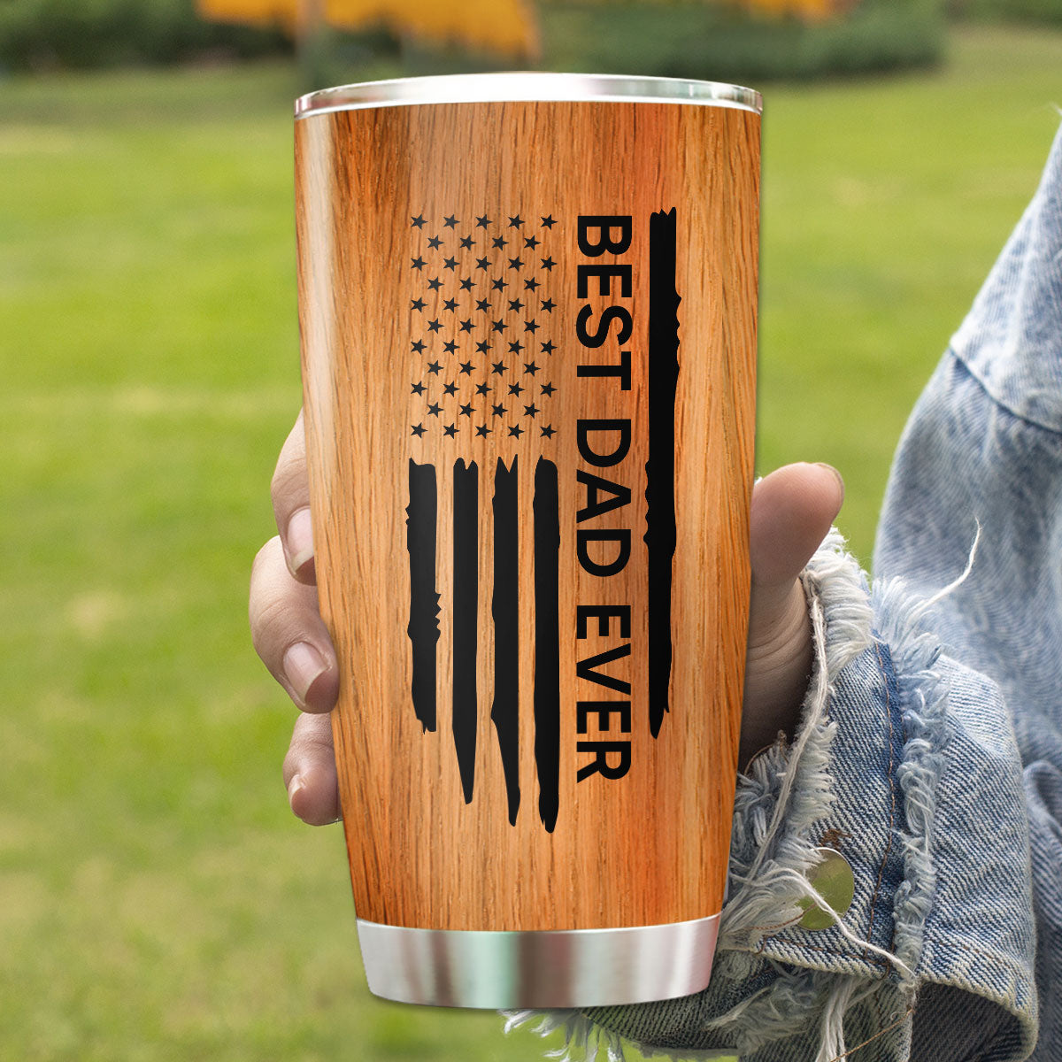 Best Dad Grandpa Papa Ever Nation Flag Fist Bumps Outline Personalized Tumbler