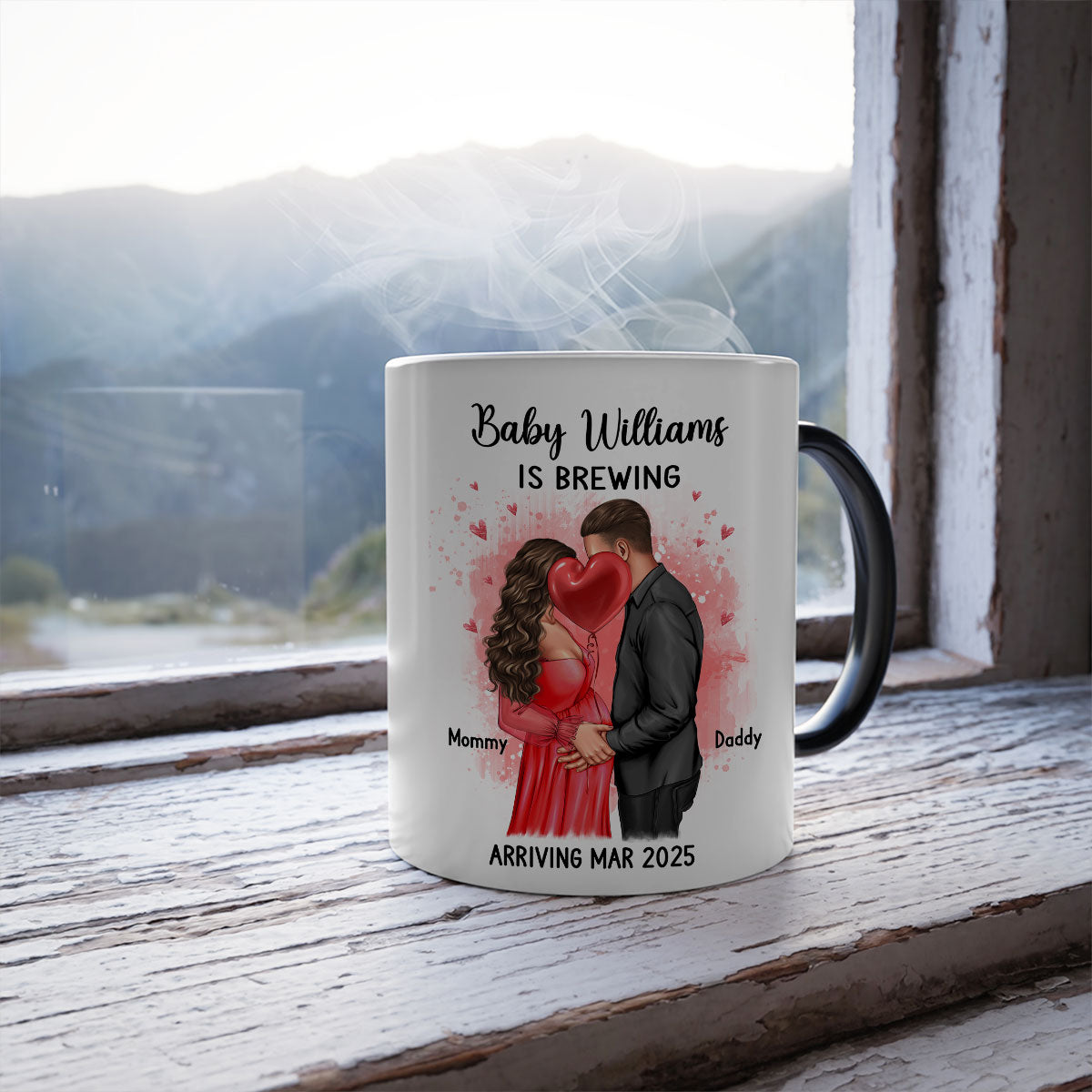 We’re Pregnant Secret Message, Kissing Couple, Hidden message Personalized Color Changing Mug, Pregnancy Reveal, Pregnancy Announcement, Baby Announcement