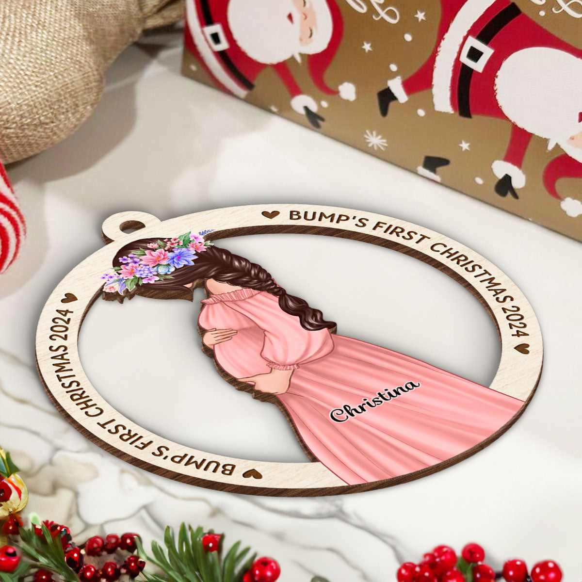 Baby Bump’s First Christmas Ornament Gift Expecting Mommy to Be Christmas Pregnancy Wooden Ornament