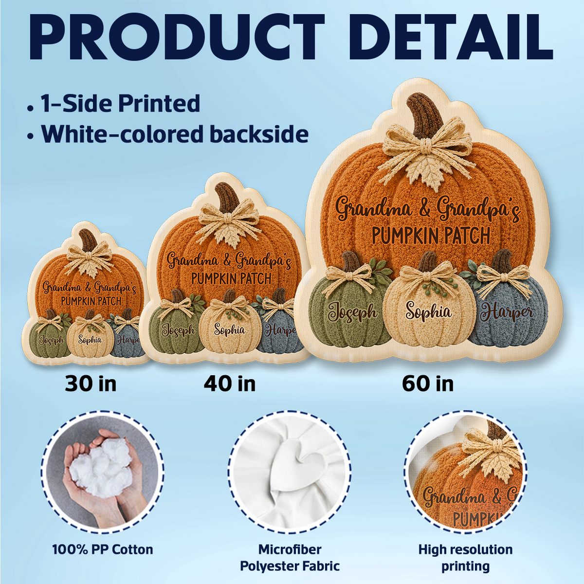 Grandma & Grandpa's Pumpkin Patch 2D Printed - Personalized Pillow - Fall Season Decor For Grandparents