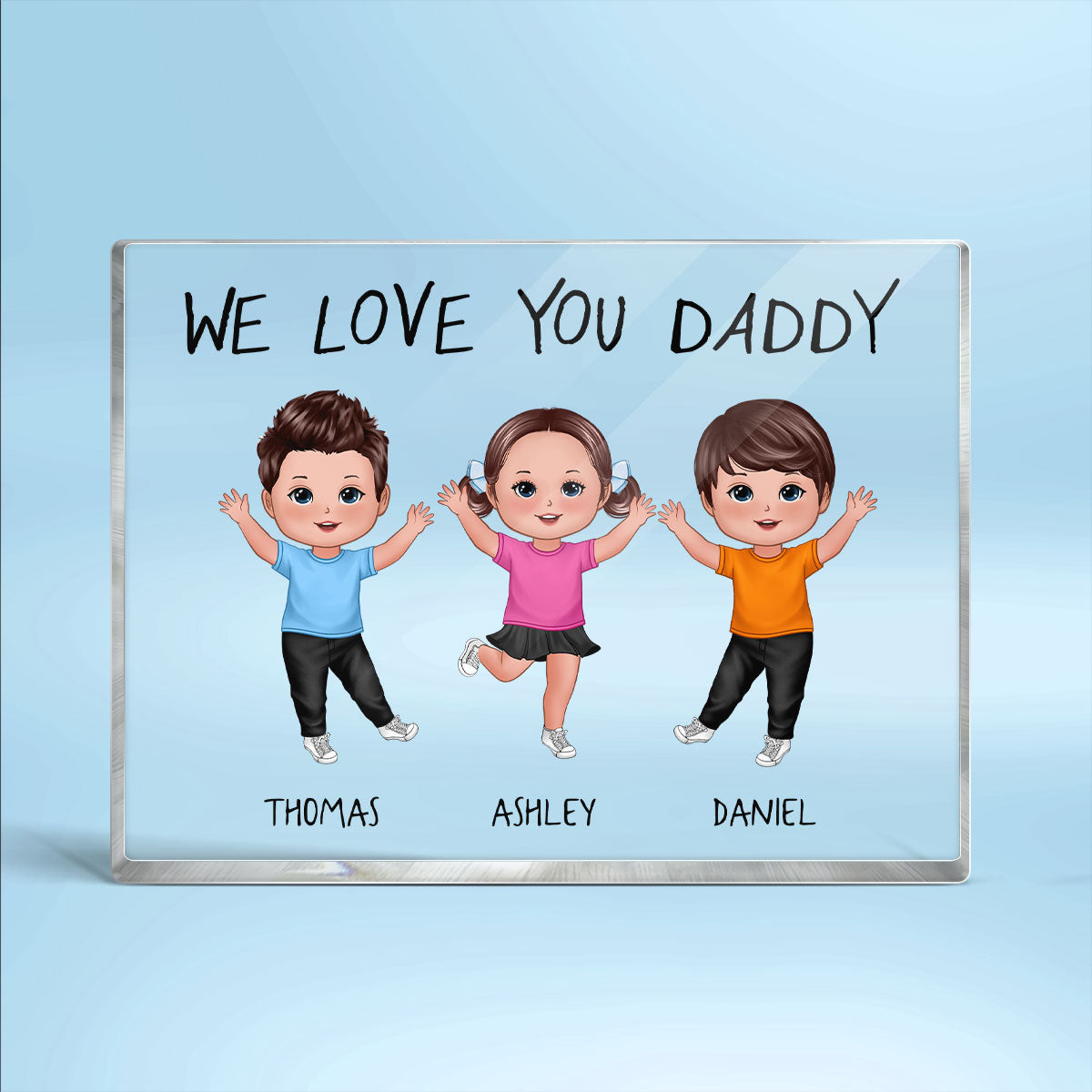 We Love You Daddy Grandpa Happy Doll Kids Father‘s Day Gift Personalized Horizontal Rectangle Acrylic Block Plaque