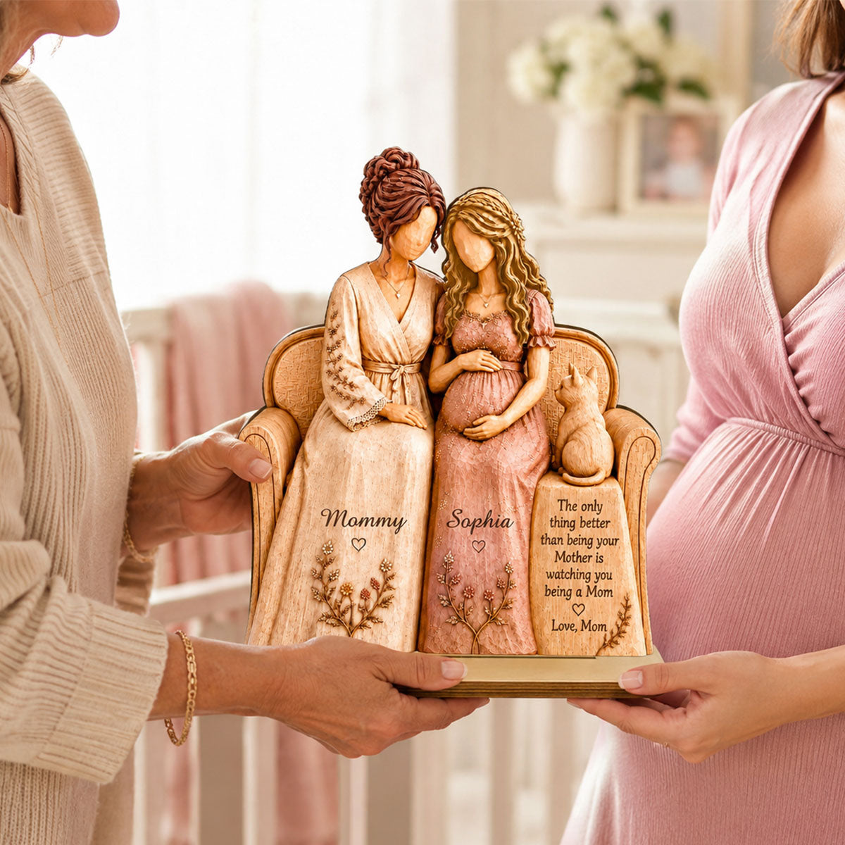 Watching You Be A Mom My Daughter - Personalized 2-Layered Wooden Plaque - Gift For New Mom, Daughter
