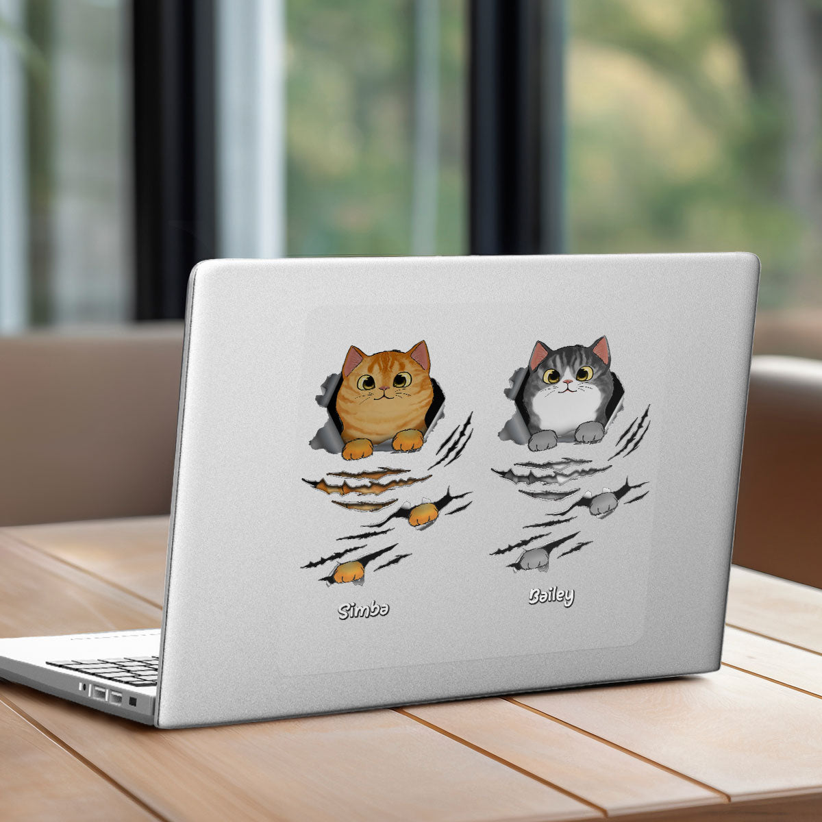 Fluffy Cat Scratch Cat Lover Decor Personalized Decal