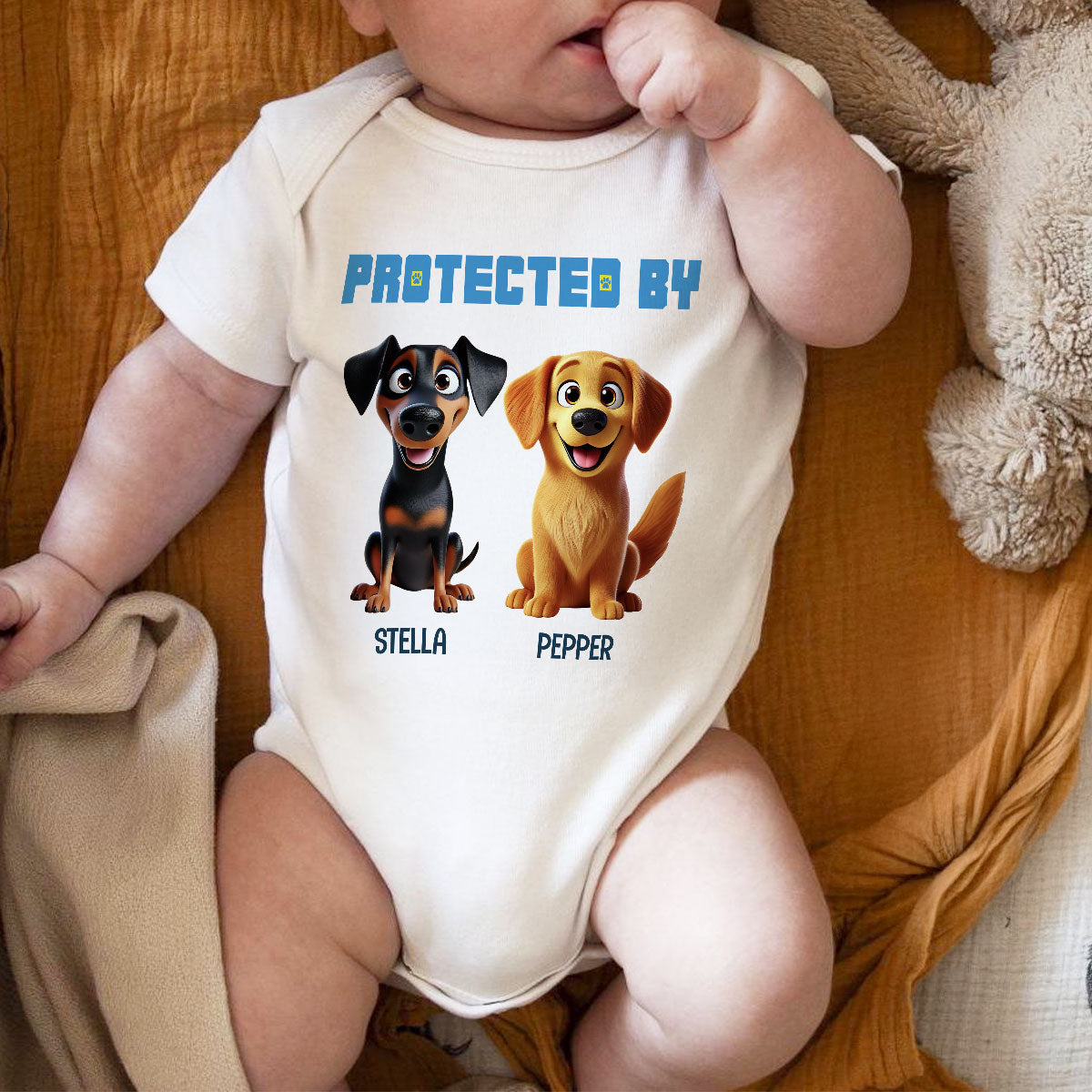 Protected By Dogs Personalized Baby Onesie Baby Shirt