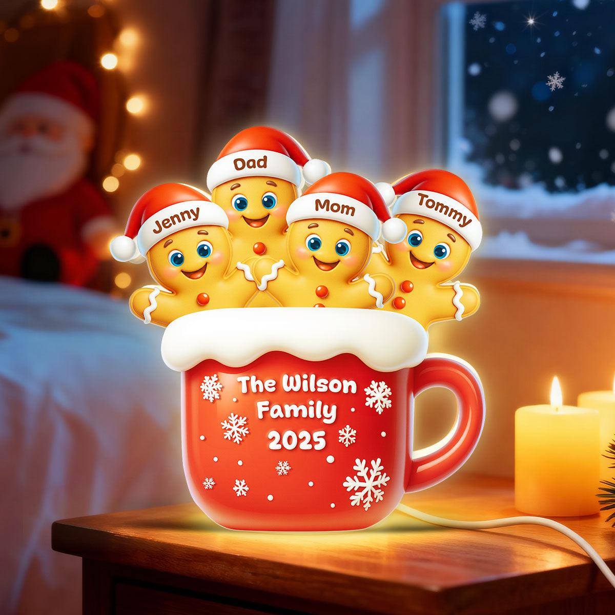 Family Gingerbread - Personalized Light Box - Heartwarming Festive Christmas Decor