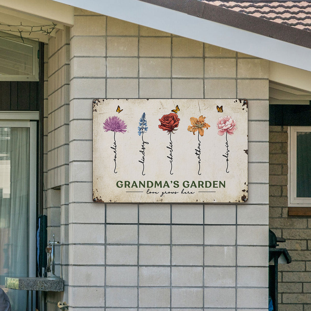 Grandma‘s Garden Birth Flowers Garden Decor Gift For Grandma Personalized Metal Sign