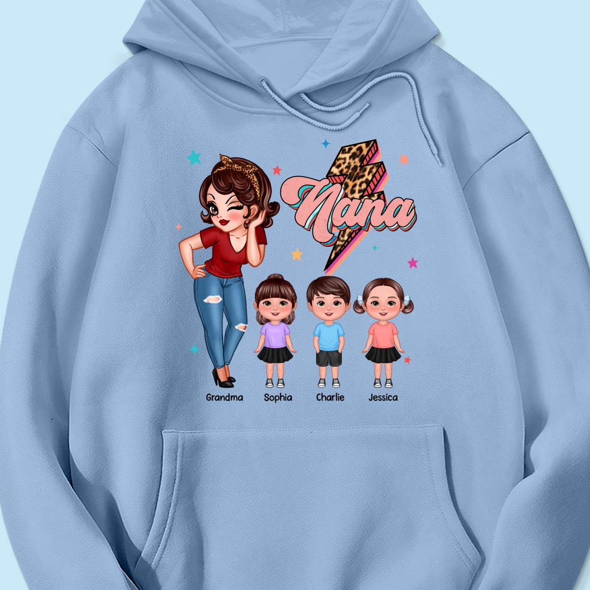 Grandma Retro Leopard Lightning Personalized Shirt