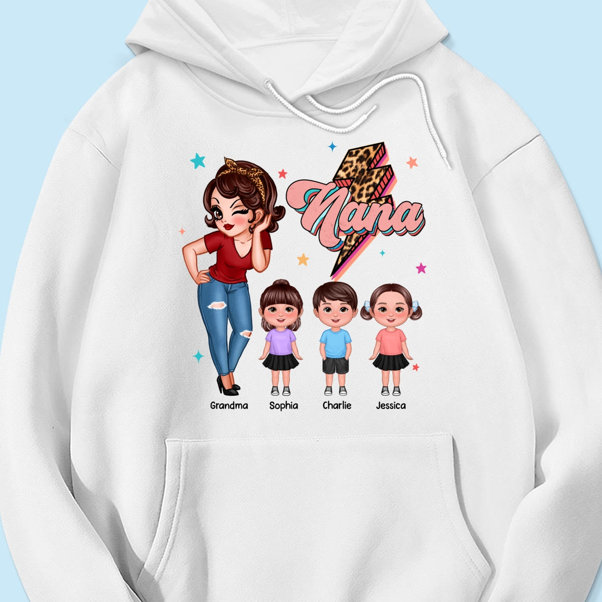 Grandma Retro Leopard Lightning Personalized Shirt